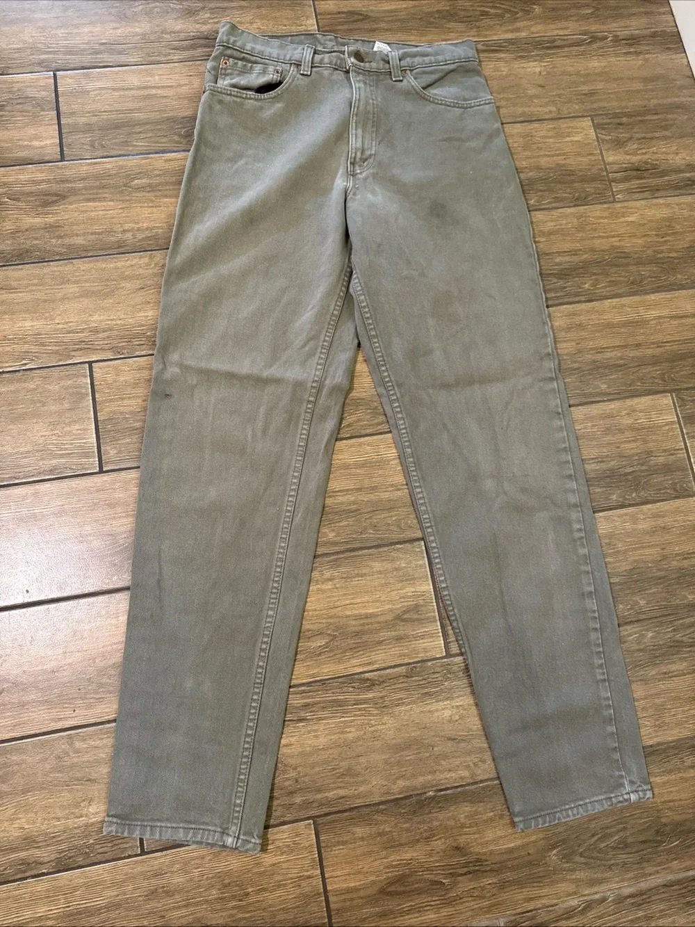 Vintage 90s LEVIS 550 Greenish/Grey Men's Relaxed Fit Tapered Leg 32X34 USA Made